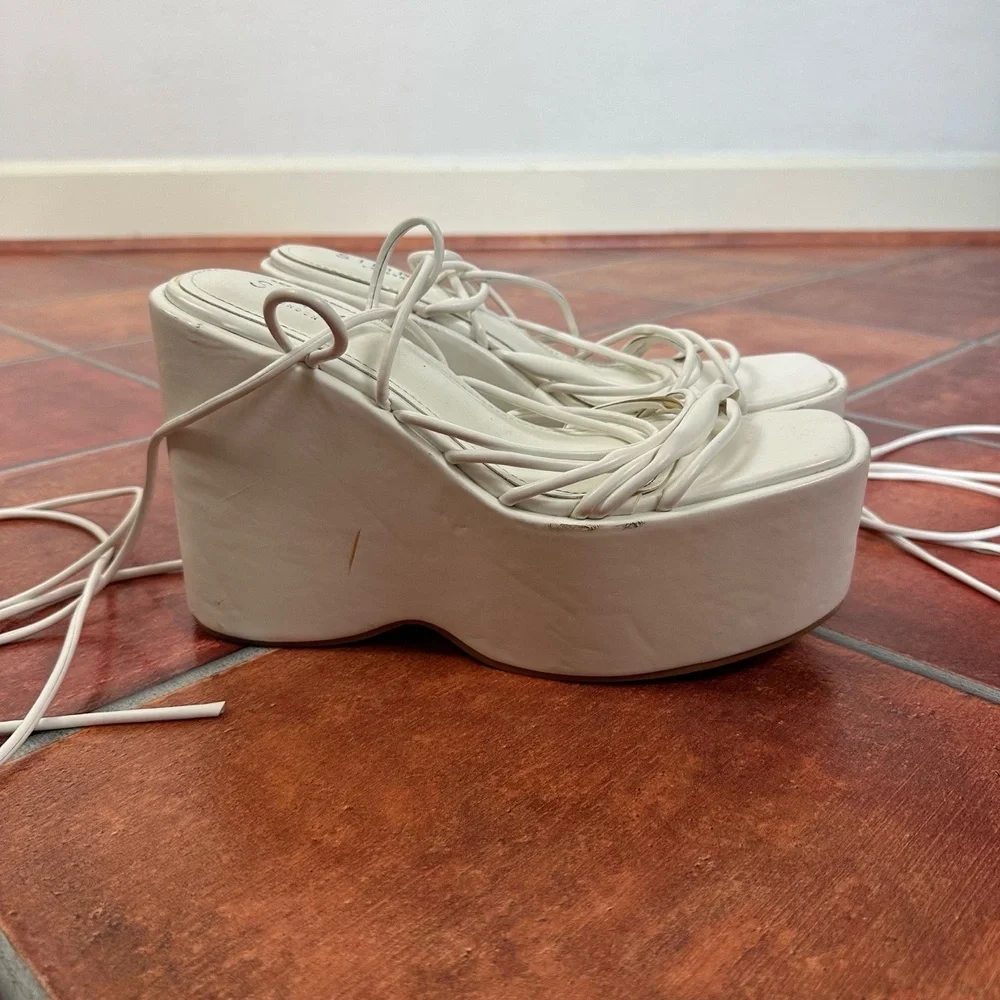 Simmi London Lace-Up Open Toe Platform Heels Size US 9